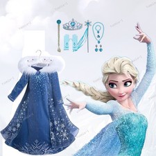 Mädchen Eiskönigin Elsa Kleid Frozen 2 Prinzessin Kostüm Karneval Cosplay Kinder