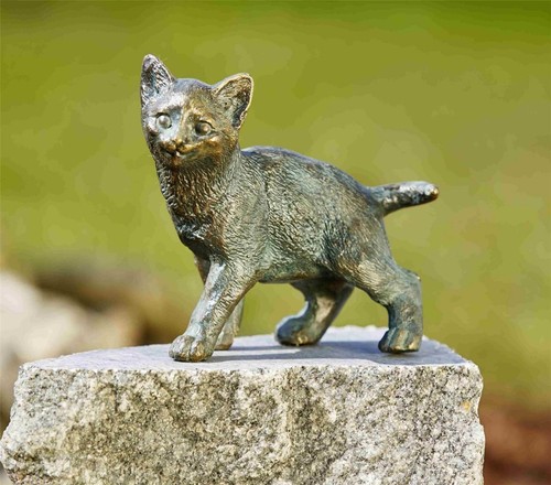Bronzefigur junge katze - junge,