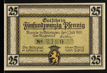 Notgeld ranis 1921 25 - notgeld,
