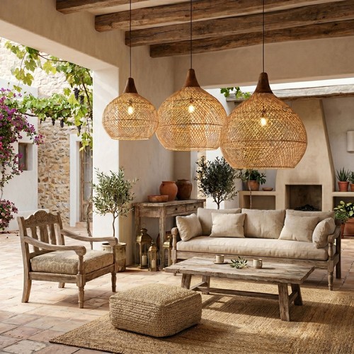 Rattan lampenschirm natur - rattan,