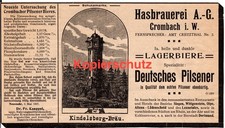 ALTE Bierwerbung Hasbrauerei Kindelsberg KrombachCrombach DIVERSE ISERLOHN 1907