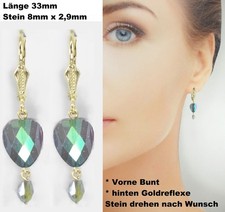 Ohrringe Rheinkiesel Tropfen Wählbar Massiv 925 Sterlingsilber / Gold Double (23