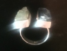 Extravagant! Prehnit+Kyanit Rohstein Ring, 57ct, Silber 925, Gr.59, offen, neu.