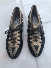 EL VAQUERO ausgefallene Damen Schnürschuhe mit Glittzersteinen Gr. 39