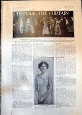 Antiker alter Druck Sie bückt sich, um Lena Ashwell Schwiegererbe Waldorf 1906 zu erobern