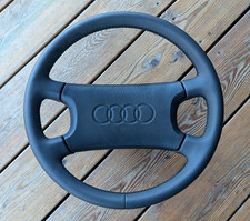 NEU LEDER Lenkrad für Audi 80 90 100 200 B3 B4 S2 C3 Schwarze Naht