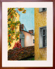 Original Signed 52x41 Pastel Drawing Pastell Pastellzeichnung Unikat BERLIN Dach