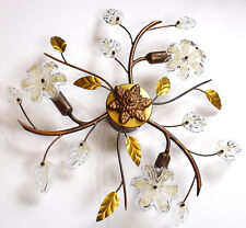 Ideal Lux Stella Brunierte Metall-Murano Blüten Deckenleuchter, Lüster 3 Flammig