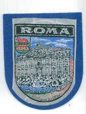 Souvenir-Aufnäher Italien Rom blau Trevi-Brunnen Romulus ca. 1984