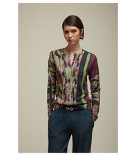 JEi'S Cardigan with Multicolor Leaves Print Anthracite