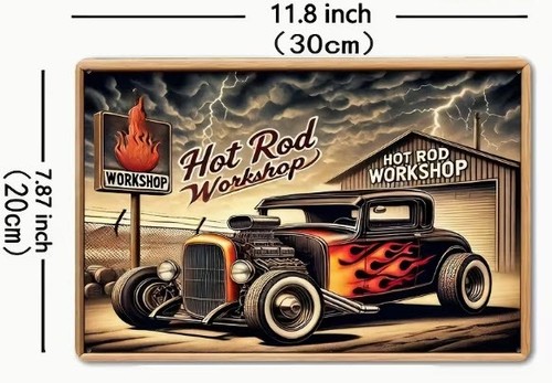 Hot rod metallschild - rod,