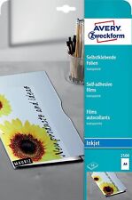 AVERY Zweckform 2500 Transparente Folien für Inkjetdrucker (10 selbstklebende Fo