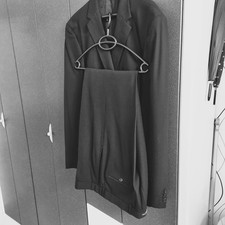 Ital. Designer ROY ROBSON Herren Anzug Zweiteilig Schwarz mit Streifen Gr. 102