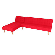 B-Ware Ecksofa MCW-K38, Sofa, Liegefläche links/rechts, Stoff Holz   rot