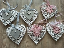  Rattanherz,Weidenherz,Herz,Türkranz,Herzdeko,Rattanherzen,Shabby,weiß,grau,rosa