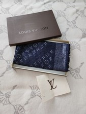 LOUIS VUITTON ORIGINAL LV Monogram Tuch Schal  blau/silber RECHNUNG