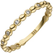 Damen Ring 333 Gold schmal Vorsteckring 8 Karat Gelbgold Zirkoniasteine