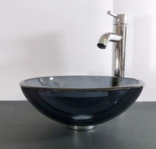 Aufsatz Glas Waschbecken grau