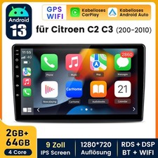 für Citroen C2 C3 2002-2009 2G+64G Android 14 Autoradio Carplay Navi RDS SWC BT