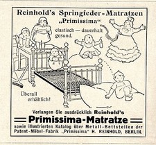 H. Reinhold Berlin "RPIMISSIMA" Springfeder-  Matratzen Historische Reklame 1917