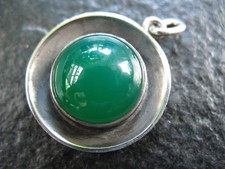 Anhänger Silber 835 Georg Kramer Nr. 37 Vintage mit Grünachat Edelstein