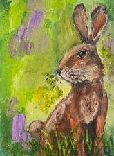 Süßer Hase Ölmalerei 15x20