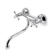 Armatur Küche Ausgußbecken Zweigriff Wasserhahn Mischer Wandarmatur Spültisch