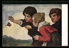 Künstler-AK Ludwig von Zumbusch: Kinder auf Schmetterlingsjagd 