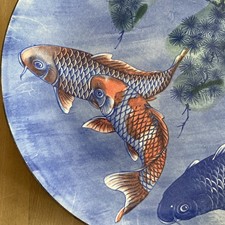 Alter Japanischer Koi Karpfen Goldfisch Deko Teller- Ø ca. 31 cm- Vintage 