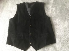 Herren Leder Weste Lederweste Wildleder Retro Vintage Trachten schwarz, Gr.52/54