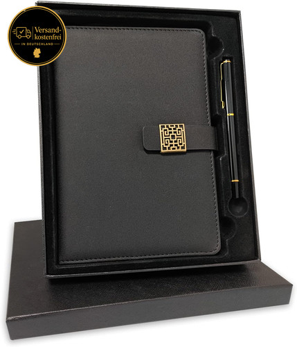 Leder notizbuch mit stift - a5,