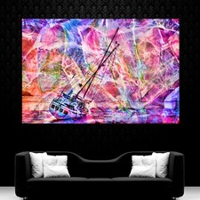 LEINWAND BILD ER XXL SEGEL YACHT SEGELSCHIFF BOOT MEER BUNT ABSTRAKT WAND POSTER