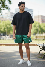 Adidas 90s Super Selten Lissabon Satin Fußball Shorts Glanz Nylon Grün Weiß Groß