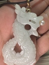 14K Gelbgold Jade Perle Drache Pixiu Kordel Halskette wunderschön 22G 64mm