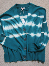 s.Oliver Strickjacke oversize Cardigan Jacke Gr. S Petrol Batik Baumwolle neu