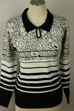 Damen Pullover Pulli Oberteil Blumen Streifen  Viskose OVANTI Gr.38(36)