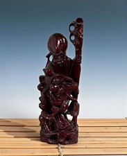 Gott des Langen Lebens China Figur Shou Holz Skulptur chinesische Gottheit