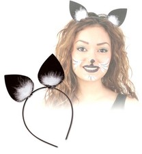 Katzenohren Pantherohren schwarz Haarreif Federn Kostüm Katzenkostüm 125772113