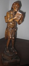 Handgeschnitzte Holzfigur Der Bücherwurm (45 cm hoch)