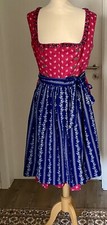 Almsach Dirndl in pink mit Blauer Schürze, Gr. 42, Waschdirndl, Baumwolle