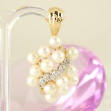 Anhänger Varioclip 585 Gelbgold 14K 14 Akoya Zuchtperlen 4,3 mm und 7 Diamanten