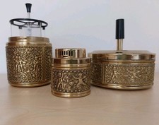 ERHARD SÖHNE RAUCH- RAUCHERSET MESSING ASCHENBECHER ZIGARETTENSPENDER FEUERZEUG