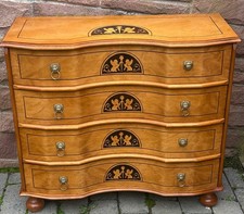 Wunderschöne Massivholz 4 Schubladen Intarsien Kommode 75 cm Hoch