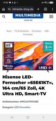 Hisense 65e61kt led smart - 65e61kt,
