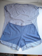 Calida Damenschlafanzug Kurz-Pyjama 50% Baumwolle,50% Modal Blau/weiß Gr. XS Neu