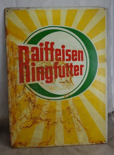 Altes blechschild raiffeisen - blechschild,