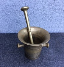 Vintage massiver Messing antik Mörser mit Stößel Apotheker Arzt