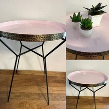 Tisch Beistelltisch alt Messing rund ø 40x 52cm rose Lack Deko Couch Nachttisch