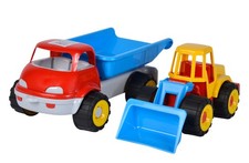 LKW Kipper mit Bagger gefüllt