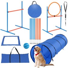 Agility Set für Hunde mit Hürde Tunnel & Ring & Hürdenstangen 5-tlg Set Slalom